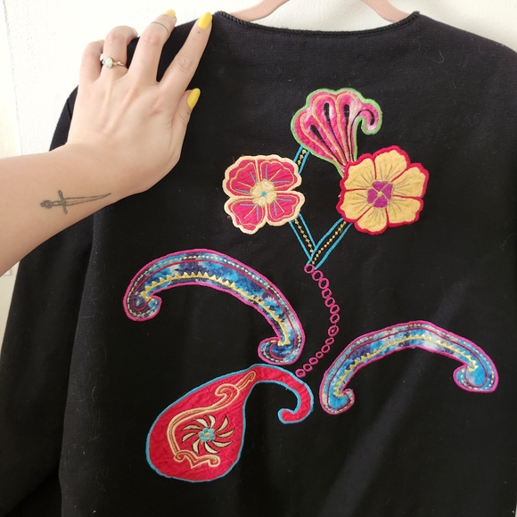 Indigo Moon Black Jacket with Colorful Embroidery - Picture 10 of 10